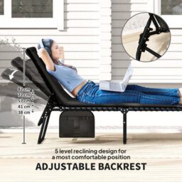 Outsunny Folding Sun Loungers Set Of 2, Reclining Sun Bed, Black - thumbnail 4