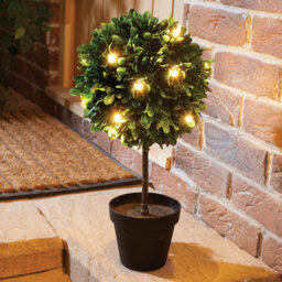 Gainsborough Pre-Lit Artificial Topiary Tree 45Cm - Battery-Operated With 15 Led Lights, Weighted Pot, Ip44-Rated - thumbnail 1