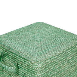 Beliani Green Jute Pouffe With Eps Beads Filling 45 X 45 X 30 Cm Rectangular With Handles - thumbnail 5