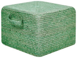 Beliani Green Jute Pouffe With Eps Beads Filling 45 X 45 X 30 Cm Rectangular With Handles - thumbnail 1