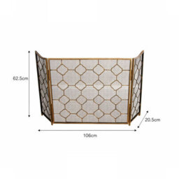 Melody Maison Antique Gold Geometric Detailed Metal Fire Screen - 106Cm X 62.5Cm - thumbnail 9