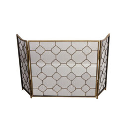 Melody Maison Antique Gold Geometric Detailed Metal Fire Screen - 106Cm X 62.5Cm - thumbnail 8