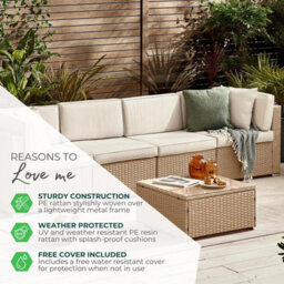 Furniturebox Orlando Beige Rattan Garden Sofa, Modular Outdoor Patio Garden Sofa, Table & 10 Chairs Garden Corner Sofa Set + Cover - thumbnail 8