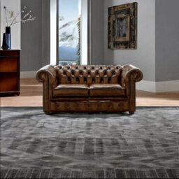 Chesterfield 2 Seater Antique Tan Leather Sofa Settee Bespoke In Classic Style - thumbnail 3