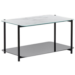 Beliani Coffee Table Gloster Tempered Glass White Marble - thumbnail 1