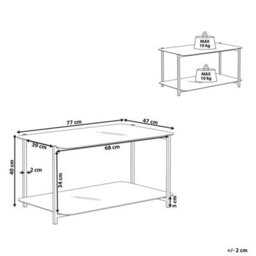 Beliani Coffee Table Gloster Tempered Glass White Marble - thumbnail 3