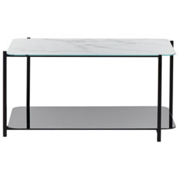 Beliani Coffee Table Gloster Tempered Glass White Marble - thumbnail 5