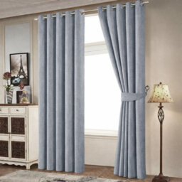 Bedlooms Grey Linen Curtain 100% Blackout Thermal Insulated Eyelet Curtain (Pair) 66 X 72 Inches With Tie Back Two - thumbnail 9