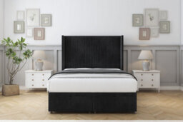 "Comfort Grace Black Naples Ottoman Bed Base With 54"" Wingback Headboard 4' Small Double"