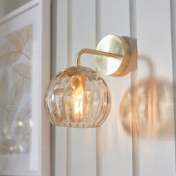 Luminosa Lighting Luminosa Dimple Glass Wall Lamp Satin Brass Plate, Champagne Lustre Glass - thumbnail 2