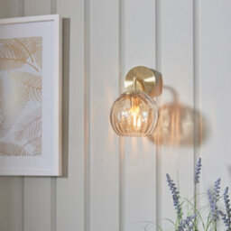 Luminosa Lighting Luminosa Dimple Glass Wall Lamp Satin Brass Plate, Champagne Lustre Glass - thumbnail 4