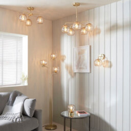 Luminosa Lighting Luminosa Dimple Glass Wall Lamp Satin Brass Plate, Champagne Lustre Glass - thumbnail 3