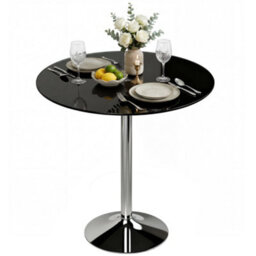 Homcom Round Bar Table, Dining Table With Tempered Glass Top And Steel Frame - thumbnail 2