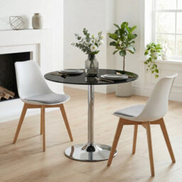 Homcom Round Bar Table, Dining Table With Tempered Glass Top And Steel Frame - thumbnail 1