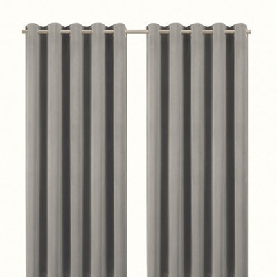 GoodHome Valgreta Grey Velvet Lined Eyelet Curtain (W)167Cm (L)228Cm, Pair - image 1