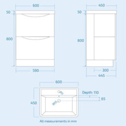 Nes Home 600mm Freestanding White Basin Vanity Cabinet, Wc & Round Btw Toilet Set - thumbnail 7
