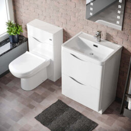Nes Home 600mm Freestanding White Basin Vanity Cabinet, Wc & Round Btw Toilet Set - thumbnail 4