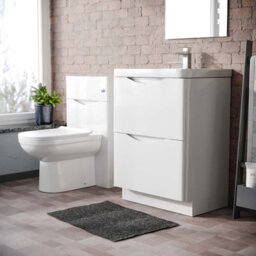 Nes Home 600mm Freestanding White Basin Vanity Cabinet, Wc & Round Btw Toilet Set - thumbnail 3