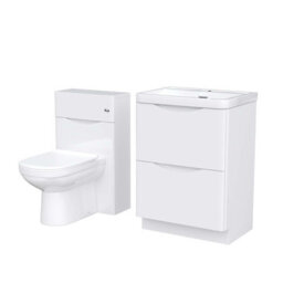 Nes Home 600mm Freestanding White Basin Vanity Cabinet, Wc & Round Btw Toilet Set - thumbnail 6