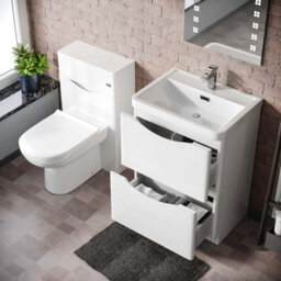 Nes Home 600mm Freestanding White Basin Vanity Cabinet, Wc & Round Btw Toilet Set - thumbnail 5