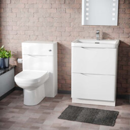 Nes Home 600mm Freestanding White Basin Vanity Cabinet, Wc & Round Btw Toilet Set - thumbnail 2