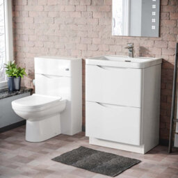 Nes Home 600mm Freestanding White Basin Vanity Cabinet, Wc & Round Btw Toilet Set - thumbnail 1