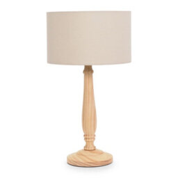 Valuelights Victoria Traditional Light Wood Candlestick Table Lamp With Natural Drum Shade - Led Bulb Included - thumbnail 2