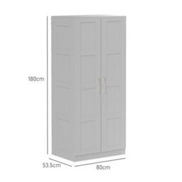 Homcom Wardrobe For Bedroom, Double Wardrobe With Hanging Rail, Grey - thumbnail 3