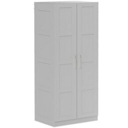 Homcom Wardrobe For Bedroom, Double Wardrobe With Hanging Rail, Grey - thumbnail 2
