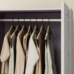 Homcom Wardrobe For Bedroom, Double Wardrobe With Hanging Rail, Grey - thumbnail 8