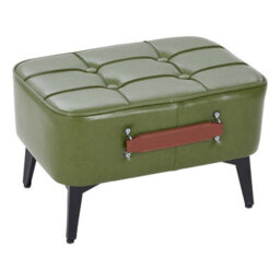Living And Home Dark Green Vintage Pu Leather Stool Footstool, 42Cm W X 30Cm D X 26Cm H