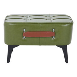 Living And Home Dark Green Vintage Pu Leather Stool Footstool, 42Cm W X 30Cm D X 26Cm H - thumbnail 2