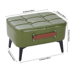 Living And Home Dark Green Vintage Pu Leather Stool Footstool, 42Cm W X 30Cm D X 26Cm H - thumbnail 5
