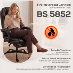 Homcom Home Office Chair Reclining Function High Back, Brown - thumbnail 9