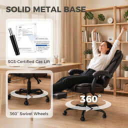 Homcom Home Office Chair Reclining Function High Back, Brown - thumbnail 8