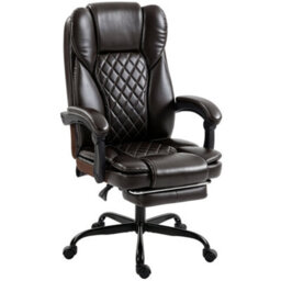 Homcom Home Office Chair Reclining Function High Back, Brown - thumbnail 2