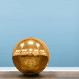 Christmas Tree World 80Cm Metallic Gold Inflatable Mirror Ball - thumbnail 1