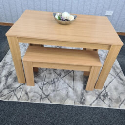 Kosy Koala 4 Seater Dining Table Set With 2 Benches Light Wood Effect Modern Rectangular Dining Table 140 Cm X 80 Cm X 75 Cm - thumbnail 9