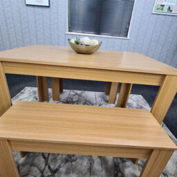 Kosy Koala 4 Seater Dining Table Set With 2 Benches Light Wood Effect Modern Rectangular Dining Table 140 Cm X 80 Cm X 75 Cm - thumbnail 4
