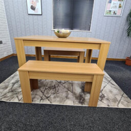 Kosy Koala 4 Seater Dining Table Set With 2 Benches Light Wood Effect Modern Rectangular Dining Table 140 Cm X 80 Cm X 75 Cm - thumbnail 3