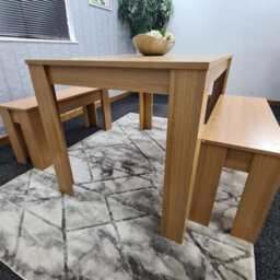 Kosy Koala 4 Seater Dining Table Set With 2 Benches Light Wood Effect Modern Rectangular Dining Table 140 Cm X 80 Cm X 75 Cm - thumbnail 6