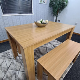 Kosy Koala 4 Seater Dining Table Set With 2 Benches Light Wood Effect Modern Rectangular Dining Table 140 Cm X 80 Cm X 75 Cm - thumbnail 5