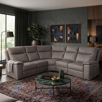 Aspire Marlowe Real Leather Power Recliner 2C2 Corner Sofa With Usb Charging, Slate - image 1