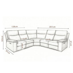 Aspire Marlowe Real Leather Power Recliner 2C2 Corner Sofa With Usb Charging, Slate - thumbnail 7
