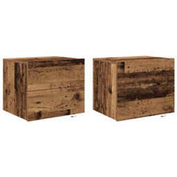 Berkfield Bedside Cabinets With Led Lights 2 Pcs Wall-Mounted Old Wood - thumbnail 2