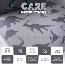 Gc Gaveno Cavailia Kids Fitted Sheet Dino Friend Double Charcoal Pollycotton Animal Sheet With Pillowcase For Childern Bedding - thumbnail 4