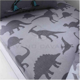 Gc Gaveno Cavailia Kids Fitted Sheet Dino Friend Double Charcoal Pollycotton Animal Sheet With Pillowcase For Childern Bedding - thumbnail 6