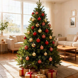 Amorly 50 Pcs Shatterproof Glittering Red Gold Christmas Ball Ornaments, Plastic Hanging Pendants For Indoor Xmas Tree Festive Decoration - thumbnail 9
