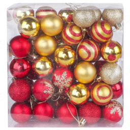 Amorly 50 Pcs Shatterproof Glittering Red Gold Christmas Ball Ornaments, Plastic Hanging Pendants For Indoor Xmas Tree Festive Decoration - thumbnail 1