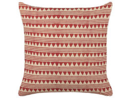 Beliani Throw Cushion Deglupta Cotton 45 X 45 Cm Red Chevron Pattern - thumbnail 1